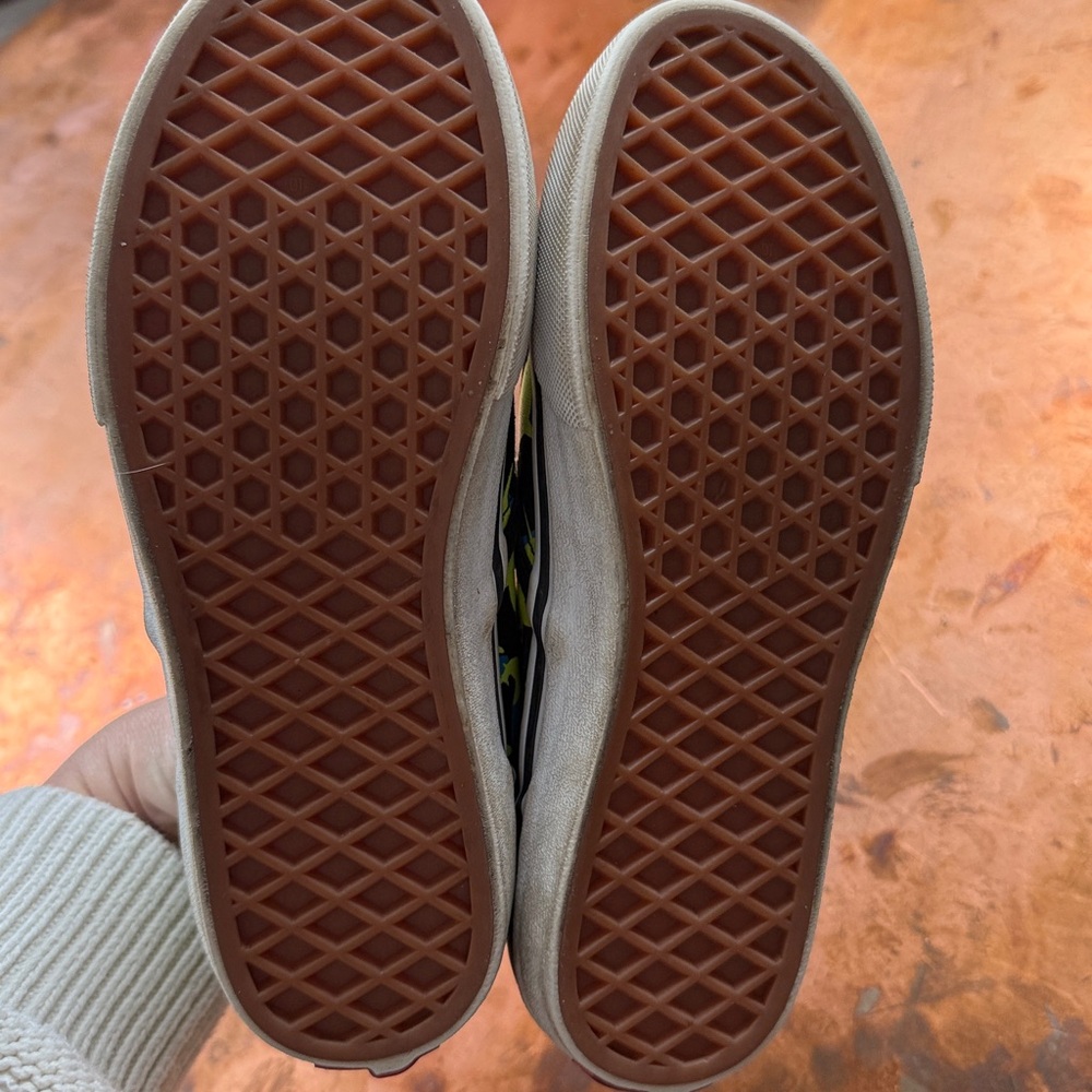 Vans Kids Slip-On Sneakers - Black and Green Glow in the Dark Shark Print - Picture 5 of 6
